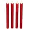 LED Flickering Flameless Taper Christmas Candles - 9.75" - Red - Set of 4
